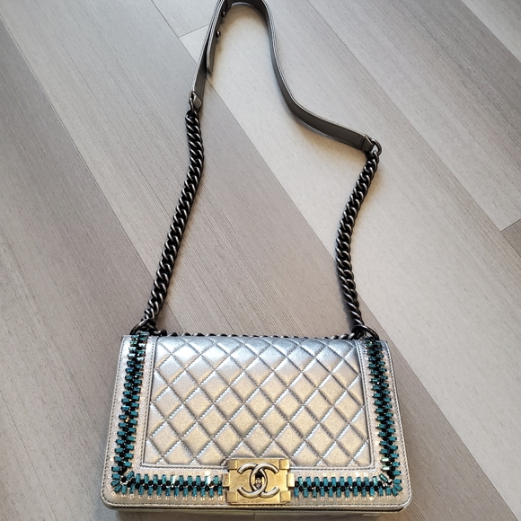 Chanel Boy Bag Silver Chain authentic rare bag - Picture 6 of 10
